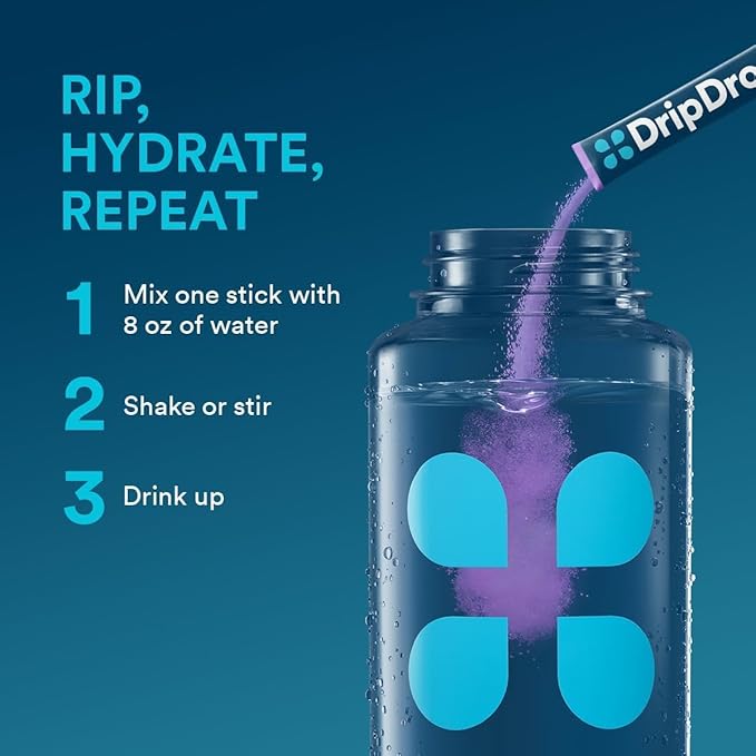 DripDrop Hydration Packets - Grape - Single Serve Electrolytes Powder Drink Mix - Non-GMO, Gluten Free, Vegan - 32 Sticks