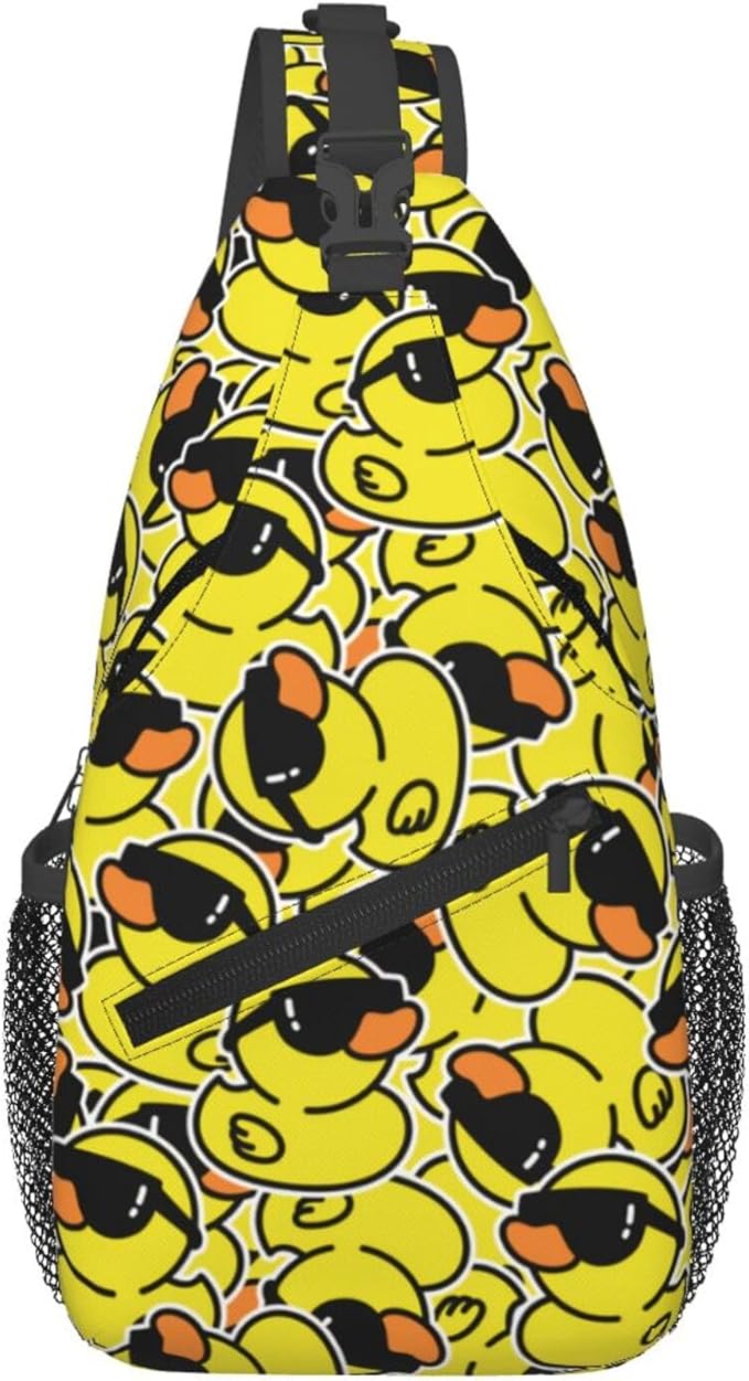 Cartoon Duck Sling Bag For Women Men Cute Yellow Duck Backpack Crossbody Shoulder Bag Sling Backpack Chest Bag Travel Hiking Casual Sport Daypack