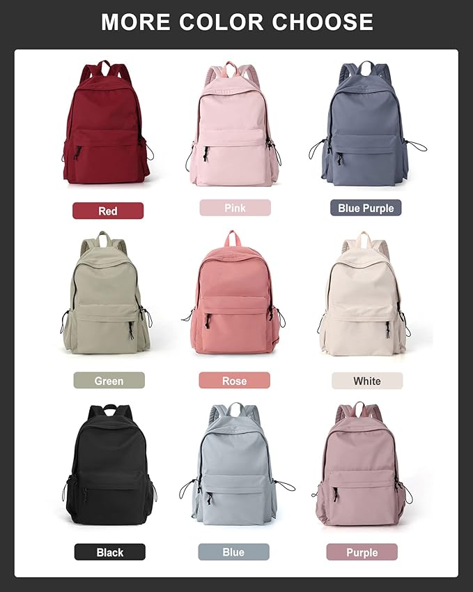 BJLFS Black School Backpack for Girls Women, Waterproof High School Book Bag Cute Backpack for Men Teens Boys, Small Lightweight Simple Basic Middle School Back Pack Daypack Mochilas Escolares para