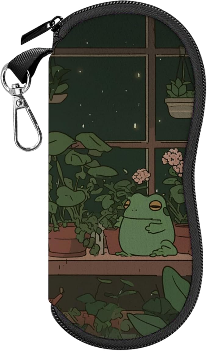 Glasses Case Sunglasses Eyeglass Soft Case Zipper Light Neoprene Pouch with Metal Belt Clip Aesthetic Cute Women Men