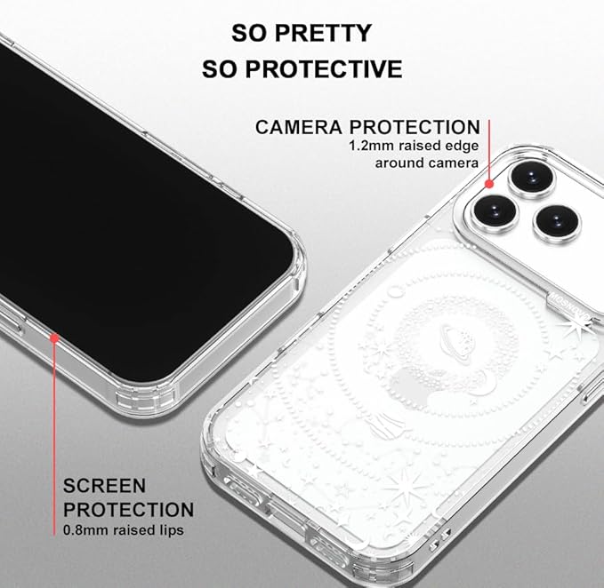 MOSNOVO for iPhone 17 Pro Max Case | Military Grade 6.6ft Drop Tested | Camera Control | Clear with Galaxy Design