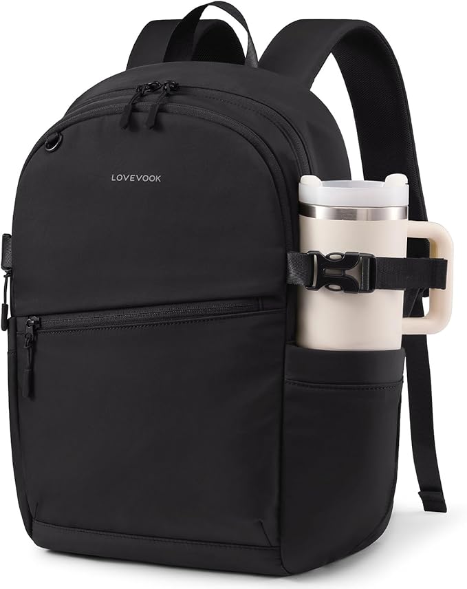 LOVEVOOK Everyday Backpack for Women, Chic Versatile Backpack with Water Bottle Pocket, Lightweight Waterproof Casual Daypack for City Work Commute, College, Travel & Gifts, Black