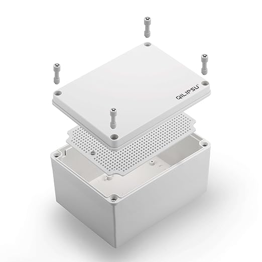 QILIPSU Outdoor Junction Box IP67 Waterproof Project Box ABS Plastic Weatherproof Electrical Enclosure Gray Cover (7.9"x5.9"x5.1")