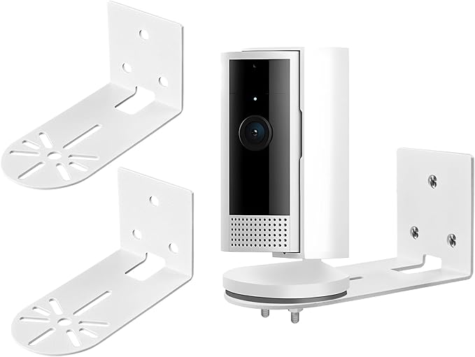 2 Pack Security Camera Wall Mount Fits for Ring Stick Up Outdoor Indoor Cam, Ring Camera Metal Bracket Holder Effortless Installation with Adhesive Tape or Secure Screws No Drill to Suit your Needs