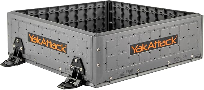 YakAttack ShortStak Upgrade Kit for BlackPak Pro | 16" x 16" – Battleship Grey | Stackable Kayak Crate Add-On with GridLoc Panels & Hardware | Not Standalone | Made in USA