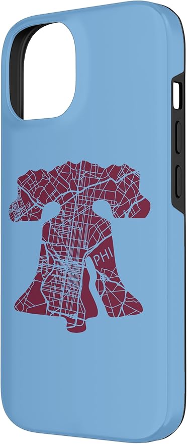 Philadelphia Street Map Liberty Bell Vintage Maroon Philly Case for iPhone 14