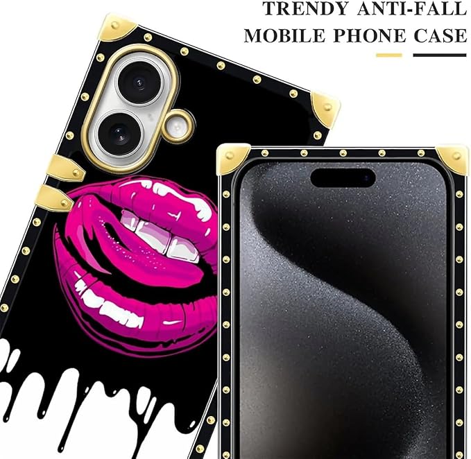 for iPhone 17 Case Luxury Golden Decoration for Girl Women Soft TPU Shockproof Protective Hard PC Back for iPhone 17 Crazy Pattern Black White Red Slap Sexy