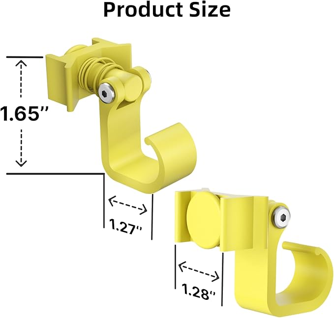 4 Pack L Track Hooks with Single Stud Fitting, Spring-Loaded Adjustable Gear Hook, Aluminum L Track Accessories for Trailer, Truck, Garage, Tie Down System, 100LBS Max Load Capacity – Yellow