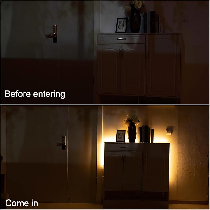 WOBANE Motion Activated LED Strip Light, Rechargeable Magnetic Battery Box with 6.56ft LED Strip,60 LEDs Homelife Sensor Bar for Wardrobe,Stair,Pantry,Counter,Under Cabinet,Bed,Door,2700K Warmwhite