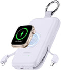 RORRY Portable Charger, 10000mAh PD 20W Fast Charging Portable Charger Power Bank with Built in Cables, Travel Battery Pack for iPhone and Apple Watch Ultra/11/10/9/8/7/6/5, Purple