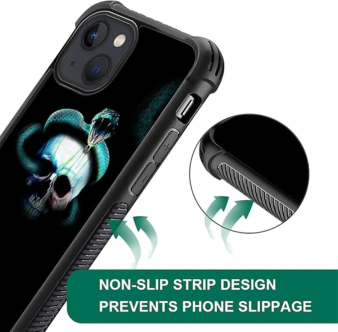 for iPhone 15 Plus Case, Skeleton Winding Snake Pattern Graphic Design Girl Boy Soft Silicone Hard Acrylic Shock Protection for iPhone 15 Plus