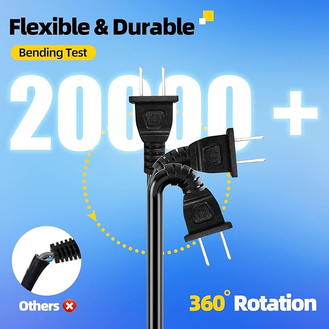 UL Listed Outdoor Extension Cord 2 Prong 15 FT SJTW 16/2 Gauge 13A 125V 1625W, Black Outdoor Extension Cord Waterproof, Flame & Cold Retardant,Water & Weather Resistant