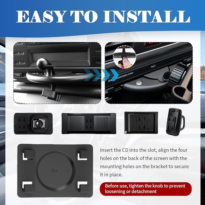 CD Slot Mount for CarPlay Screen 360° Rotatable,CarPlay Screen Mount with Triangle Stabilizing Support,Universal CD Mounts for CarPlays Screens/Dashcam/GPS Car Accessories