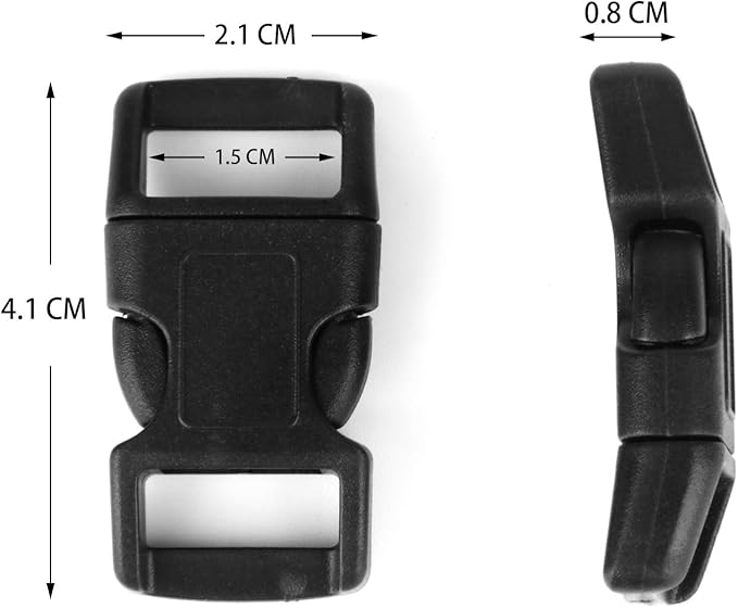 5/8" Black Plastic Side Release Buckle Curved Quick Release for DIY Bracelets, Backpacks, Dog Collars & Tactical Gear