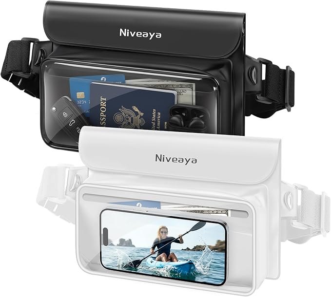Niveaya IPX8 Waterproof Fanny Pack for Men Women, Large Capacity Touch Screen Dry Bag for Kayaking, Paddle Boarding, Waterpark & Swimming Essentials, Adjustable Waist Strap Pouch for Cell Phone