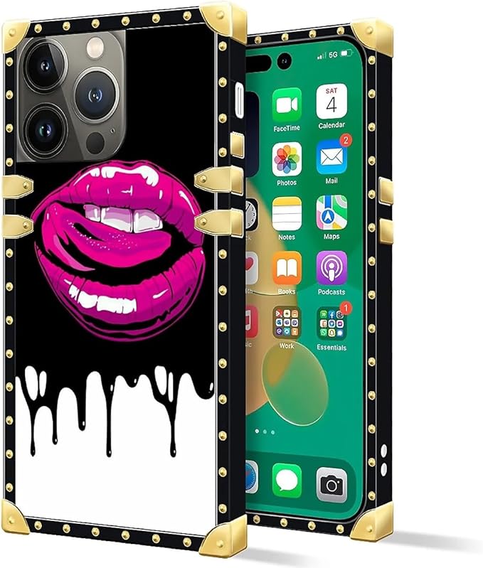 Compatible with iPhone 14 Pro Max Case, Black White Red Slap Sexy Luxury Golden Decoration for Girl Women Soft TPU Shockproof Protective Hard PC Back for iPhone 14 Pro Max