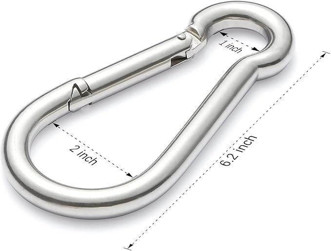 sprookber Stainless Steel Spring Snap Hook Carabiner - 304 Stainless Steel Clips, Set of 6