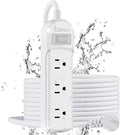 Outdoor Power Strip Weatherproof - IPX6 Waterproof 14.7ft Extension Cord 3 Widely Outlets Overload Protection Shockproof Flat Plug Wall Mountable for Outdoor Indoor ETL,White