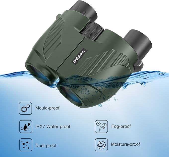 20X25 Compact Binoculars for Adults,Large Eyepiece Waterproof Binocular,Easy Focus Small Binoculars for Bird Watching,Hiking and Concert,Green