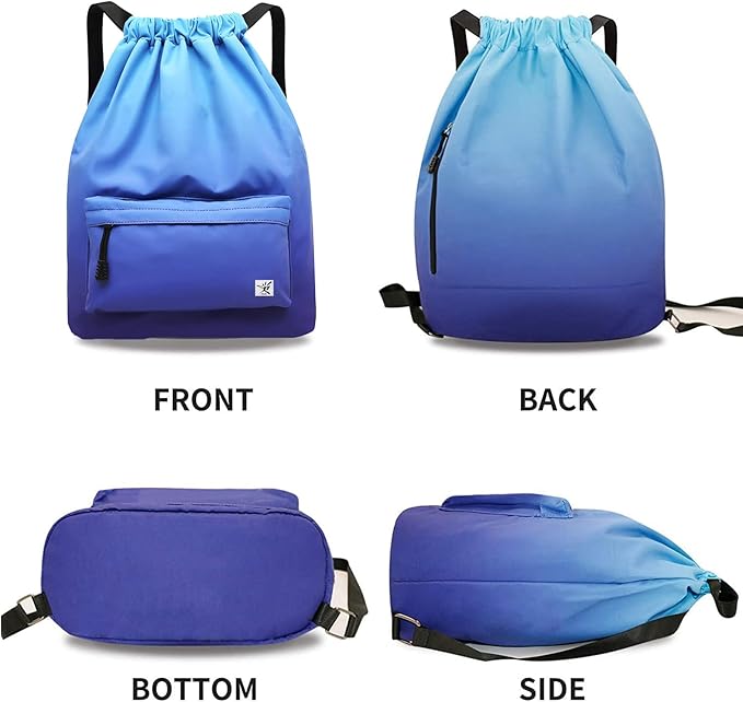 Waterproof Drawstring Bag, Gym Bag Sackpack Sports Beach Backpack for Men Women