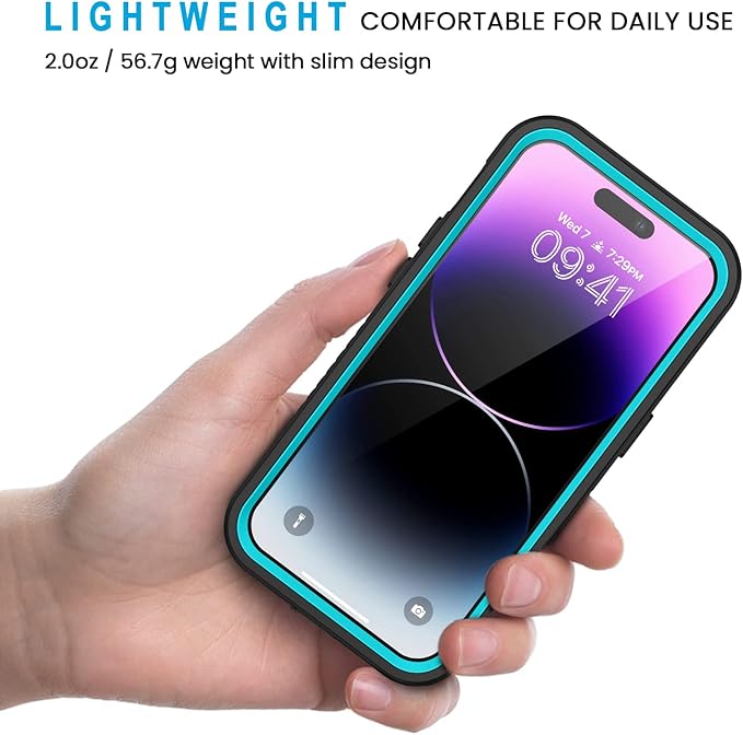 Lanhiem for iPhone 14 Pro Case, IP68 Waterproof Dustproof Shockproof 14 Pro Case with Built-in Screen Protector, Full Body Sealed Protective Front and Back Cover for iPhone 14 Pro, 6.1 inch (Blue)