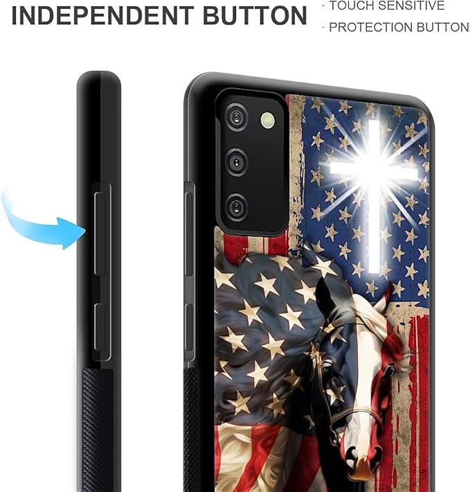 for Samsung Galaxy S20 FE Case, Red American Flag Horse Cross Pattern Graphic Design Girl Boy Soft Silicone Hard Acrylic Shock Protection for Samsung Galaxy S20 FE