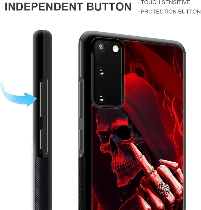 for Samsung Galaxy S20 Case, Gestures Funny Skull Pattern Graphic Design Girl Boy Soft Silicone Hard Acrylic Shock Protection for Samsung Galaxy S20