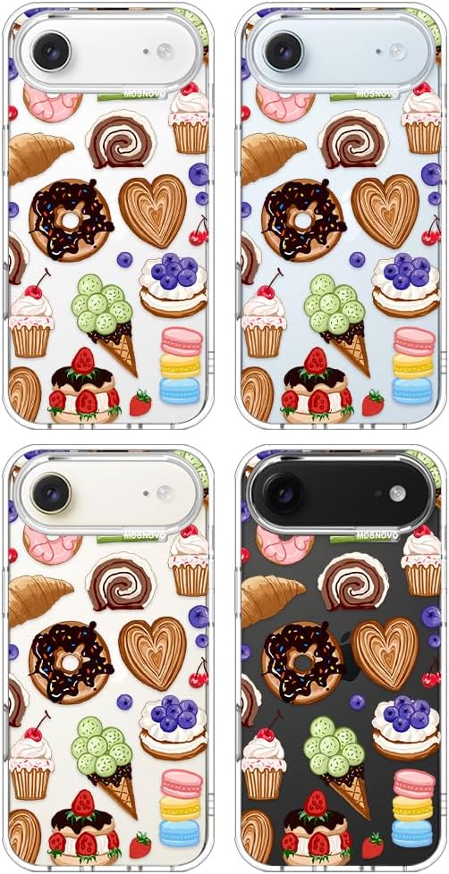 MOSNOVO for iPhone Air Case, Shockproof Military-Grade Protection 6.6ft Drop Tested, Camera Control, Clear Phone Case for iPhone 17 Air, Sweet Treats Design