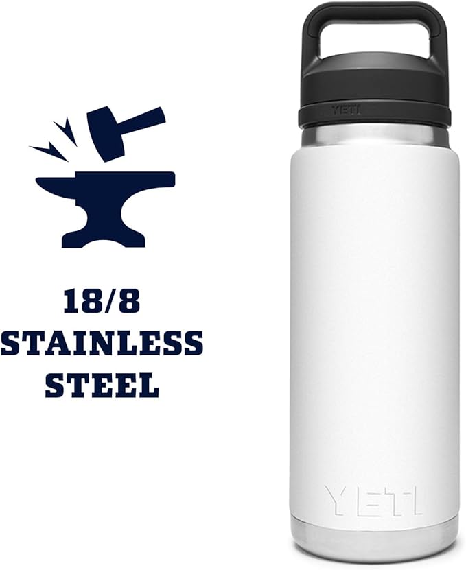 YETI Rambler 26 oz Bottle, Vacuum Insulated, Stainless Steel with Chug Cap, White