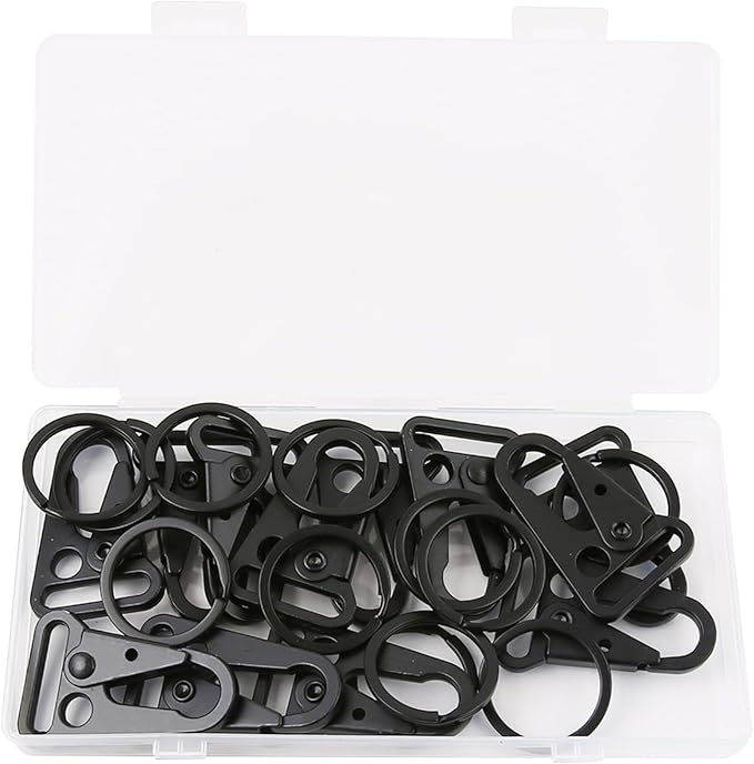 12 Sets Tactical Snap Hooks, 1" Small Keychain Clip with Metal Key Ring for Molle Bags,Paracord Bracelets,Use for Camping,Hiking,Traveling,Outdoor Activity