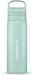 LifeStraw Go Series – Insulated Stainless Steel Water Filter Bottle for Travel and Everyday Use, Removes Bacteria, Parasites and Microplastics, Improves Taste, 18oz Seafoam
