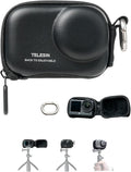 TELESIN Mini Carrying Case for DJI Osmo Action 6/5 Pro/4/3, Xtra Edge Pro/Edge Case, Waterproof Hard EVA Shell Travel Storage Case with Carabiner & Bottom Opening for Selfie Stick/Tripod Accessories
