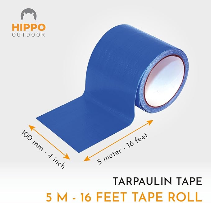Tarpaulin Repair Tape - Heavy Duty Repairs Duck Tape, Blue Duct Tape, uv Protected and Waterproof, Protect Against Chafe wear and Tear 16 ft Tape roll (1250)