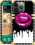 Compatible with iPhone 14 Pro Max Case, Black White Red Slap Sexy Luxury Golden Decoration for Girl Women Soft TPU Shockproof Protective Hard PC Back for iPhone 14 Pro Max