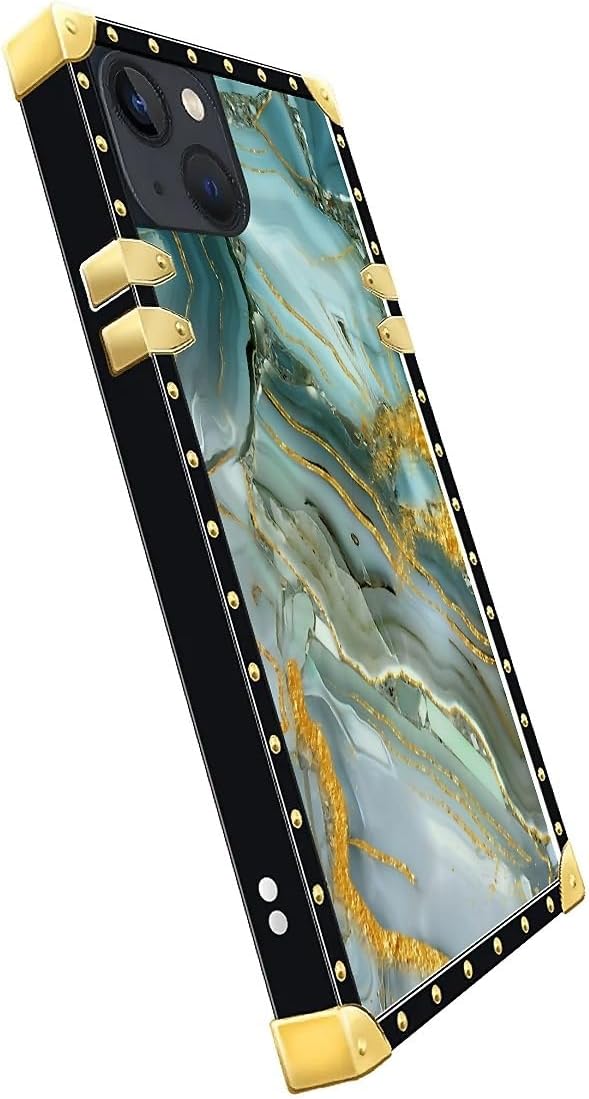 Compatible with iPhone 13 Case, Golden Texture Marble Veining Luxury Golden Decoration for Girl Women Soft TPU Shockproof Protective Hard PC Back for iPhone 13