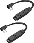 DEWENWILS Flat Plug Extension Cord, 1 FT 16/3 Awg Grounded Power Cable, 2 Pack, 3 Outlets Power Strip for Indoor Use, SPT-3 Cord, Space Saving for Office, School, Travel, Dorm, ETL Listed, Black