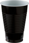 Jet Black Plastic Cups (Pack of 20) - 12 oz. - Versatile Drinkware for Indoor & Outdoor Parties, Weddings, Birthdays, Celebrations & More