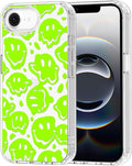 MOSNOVO for iPhone 17e Case/iPhone 16e Case, Shockproof Military-Grade Protection 6.6ft Drop Tested, Clear Phone Case for iPhone 16e / iPhone 17e, Distorted Green Smiles Face Design