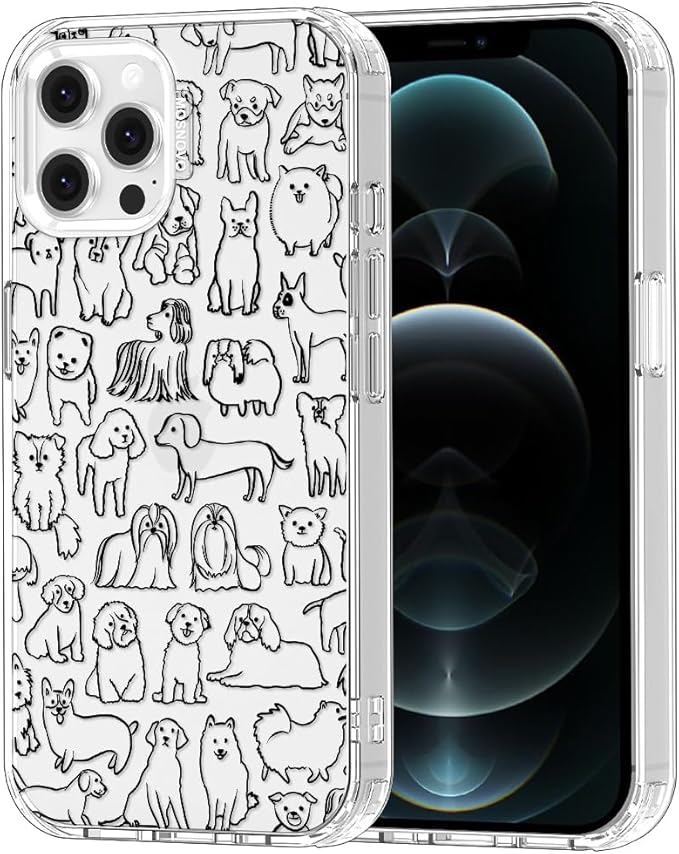 MOSNOVO Case for iPhone 12 & iPhone 12 Pro, [Buffertech 6.6ft Military-Grade Drop Protection] [Anti Peel Off Tech] Clear TPU Bumper Phone Case Cover Design - Doodle Dog
