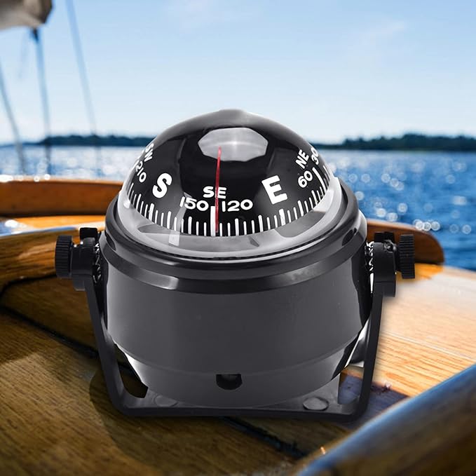 Car Compass Marine Dash Mount, LED Boat Compasses with Adjustable Mounting Bracket, Outdoor Marine Compass for Boats Cars 3.4 x 2.9 x 2.4IN