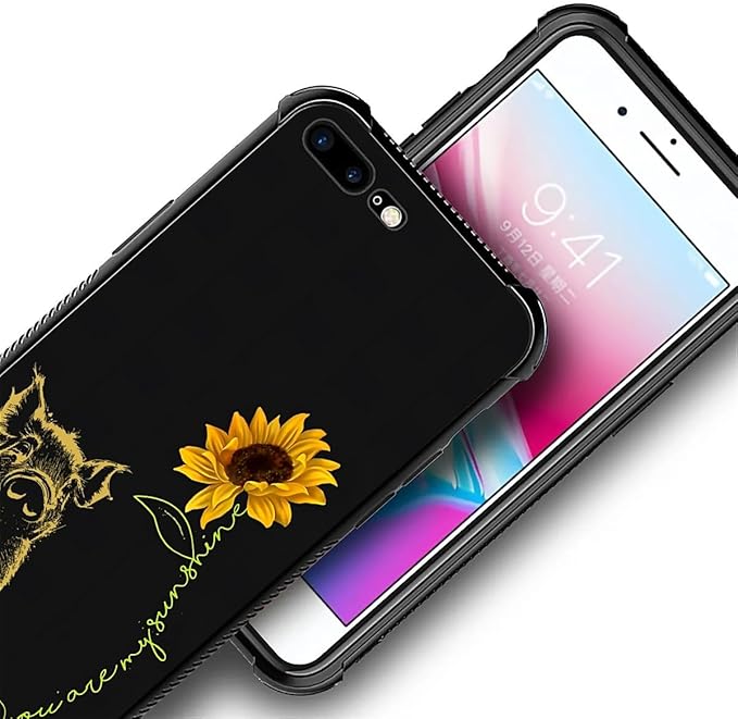 Case for iPhone 7 Plus/8 Plus, Soft Silicone Hard Acrylic Protection, Sunshine Pattern, Yellow
