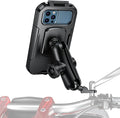 iMESTOU Waterproof Rearview Mirror Phone Mount, Motorcycle 1" Ball Phone Holder with Anti-Theft Double Socket Arm &Aluminum Ball Base 360° Rotation Fits for 3.5"-6.1" Cellphones (Size S)