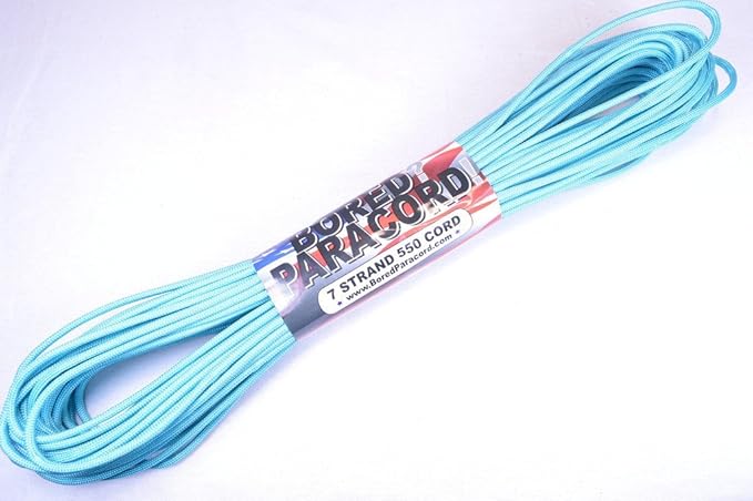 BORED? PARACORD! 550 lb Paracord – Ideal for Crafting, DIY Projects, Camping, Military & Active Outdoors – 300+ Colors – Tactical Parachute Cord Type III – Strong - Turquoise 50 Feet
