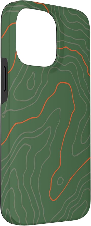 Backcountry Topo Guide Orange Lines Topographical Map Case for iPhone 14 Pro Max