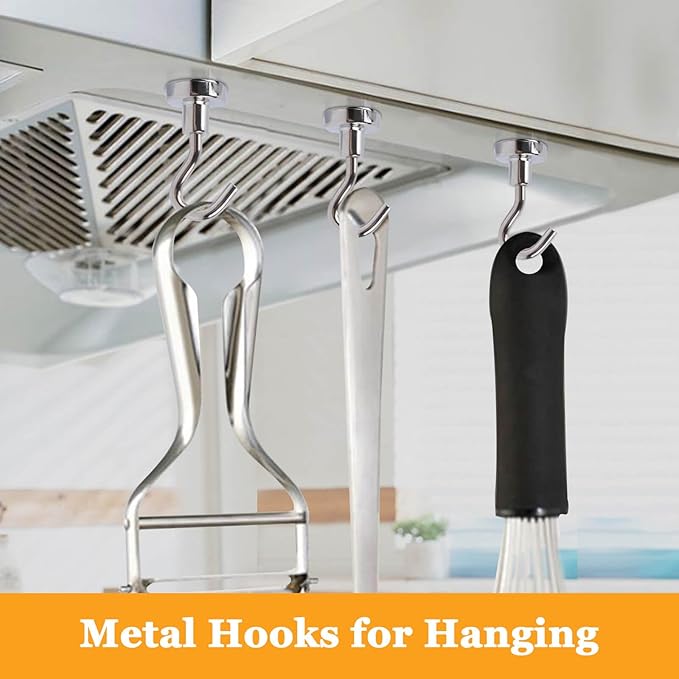 20Pack Magnetic Hooks, 35lb+ Strong Magnetic Hooks Heavy Duty Rare Earth Neodymium Magnets with Hooks for Hanging, Heavy Duty Hooks Magnetic for Cruise Cabins Camping Kitchen Fridge Classroom Office
