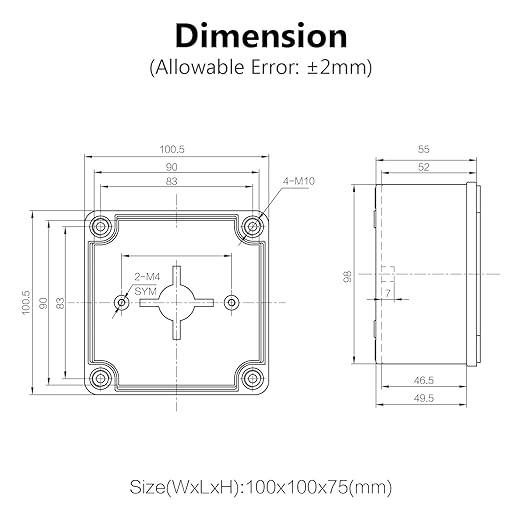 LeMotech IP67 Waterproof Junction Box ABS Plastic Project Box Dustproof Electrical Box Outdoor Enclosure for Electronics DIY Case Gray 3.9X 3.9X 3 inch (100x 100x 75 mm),2 Pack