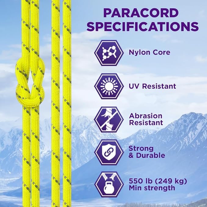 TECEUM Reflective Paracord Rope 1000 – 1000ft/200ft/100ft/50ft – 40+ Colors – Glow in The Dark – para Cord – Utility Rope for Survival, Hunting & Camping Gear – Nylon String, Camping Rope, Tent Cord