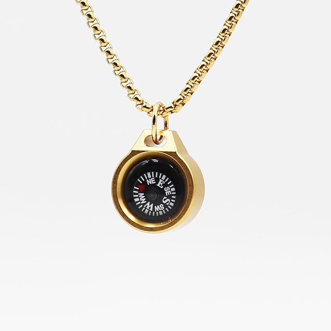 Engraved Compass Necklace, Navigation Compass Necklace for Women Men Best Friends, Fashion Festival Gift Wrap