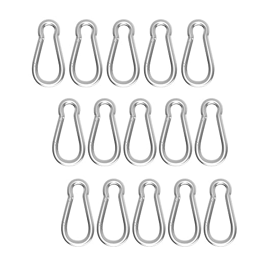 Carabiner, Heavy Duty Galvanized Steel Spring Snap Hook Carabiner Clips with 120LBS Holding Capacity, Ideal for Outdoor, Hammock, Swing and Travel (M4 1.57Inch, 15PCS)