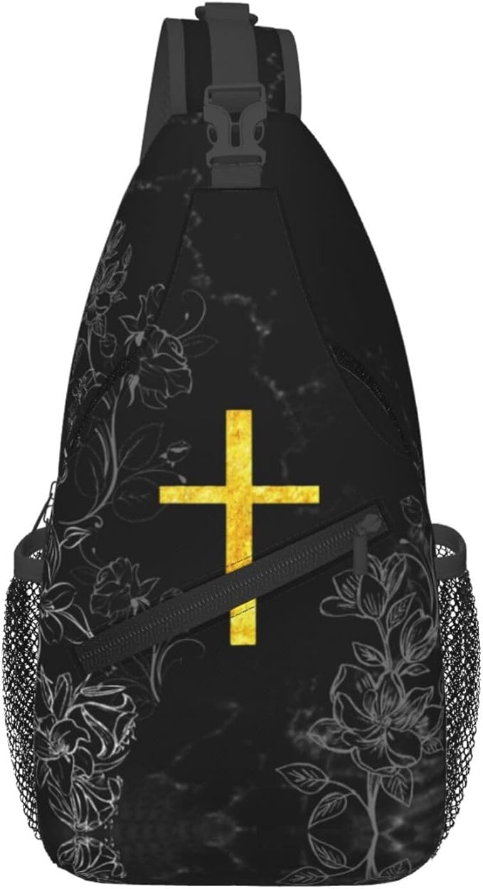 Jesus Christian Cross Sling Bag For Women Men Fashion Backpack Crossbody Jesus Cross Shoulder Bag Sling Backpack Chest Bag Travel Hiking Casual Sport Daypack